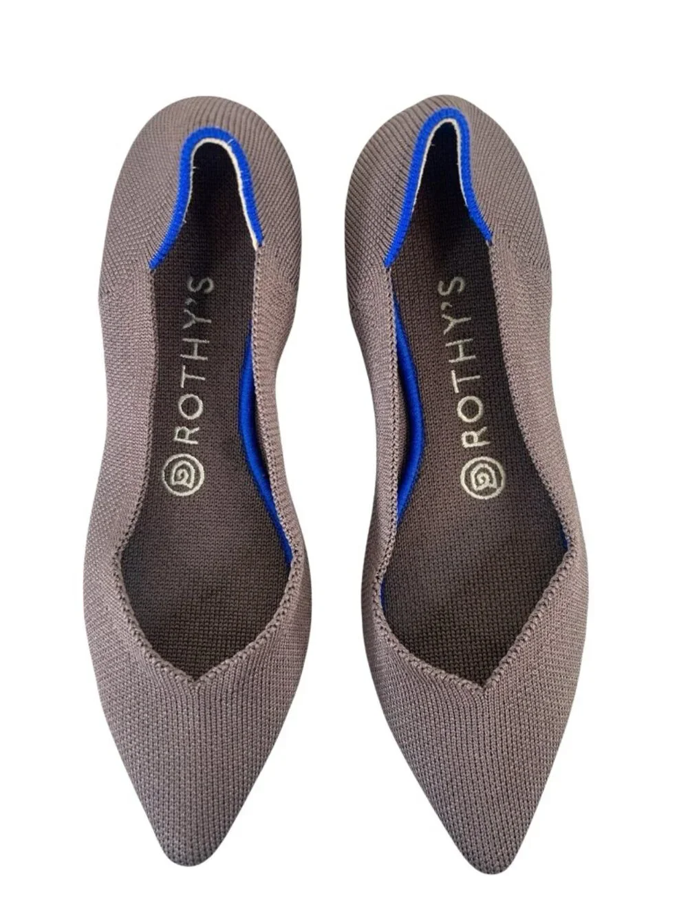 Rothys The Point Ballet Flats in Mink Women's Size 7 Elastic Knit Fabric Taupe